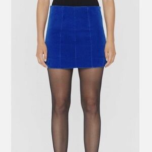 Frame Velvet Seamed Stretch Mini Skirt Bluette Size 0 NWT